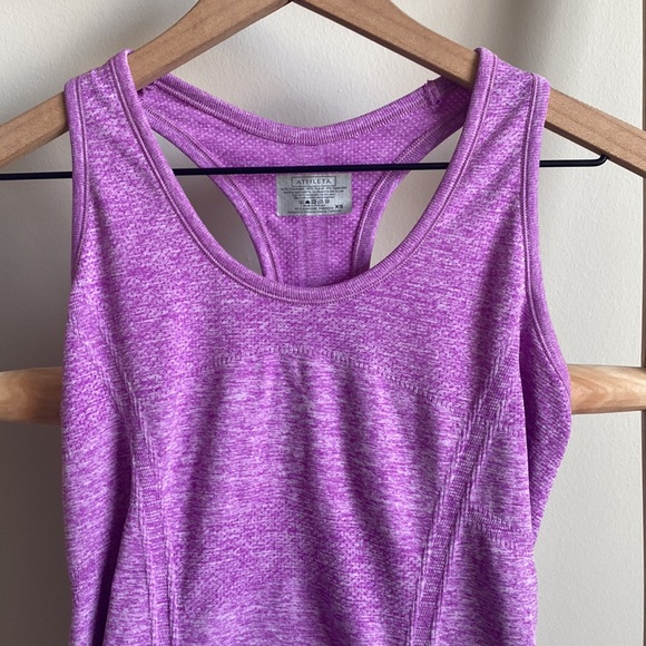 Athleta Fastest Track Purple Ruched Tank Top XS - Picture 3 of 7